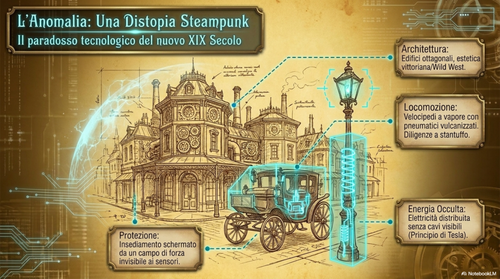 La realtà alternativa si presenta come un universo stempunk dove la natura è integrata alla tecnologia, pur essendo a vapore