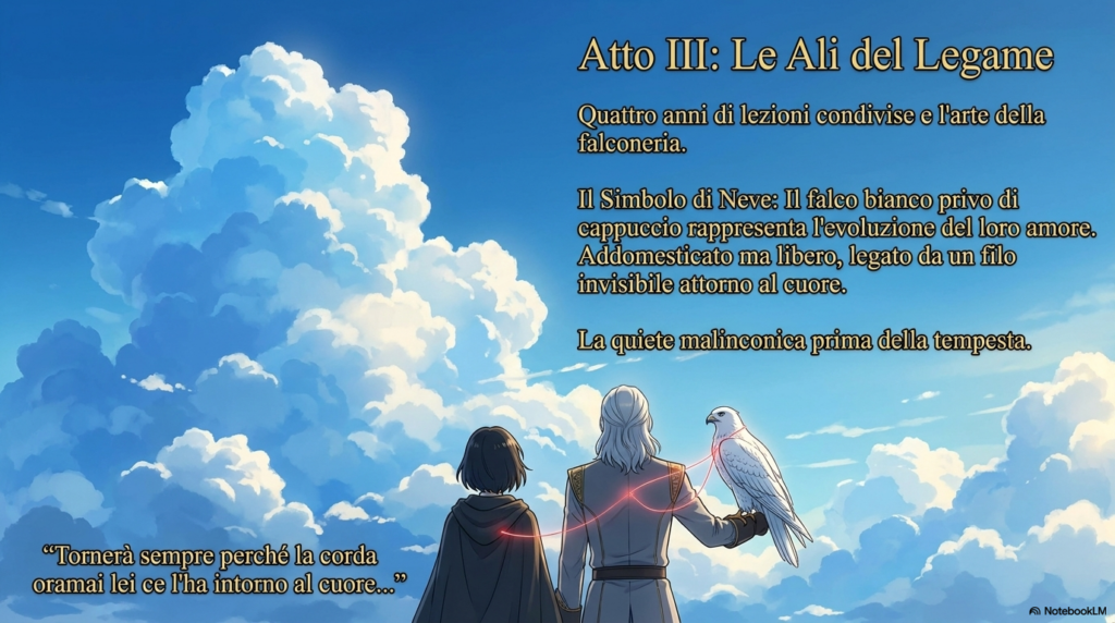 Vald e Gabriel Con il falco Neve prima della partenza di Gabriel per la guerra